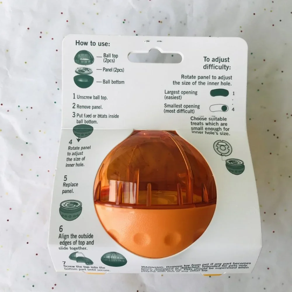 Dog Toy OurPets IQ Treat Ball Orange Color Size : 4 inch